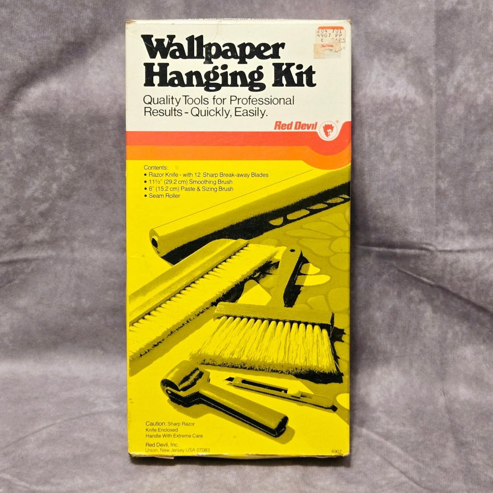 Red Devil Wall Paper Hanging Kit Vintage 4907 Seam Roller Paste Smoothing Brush